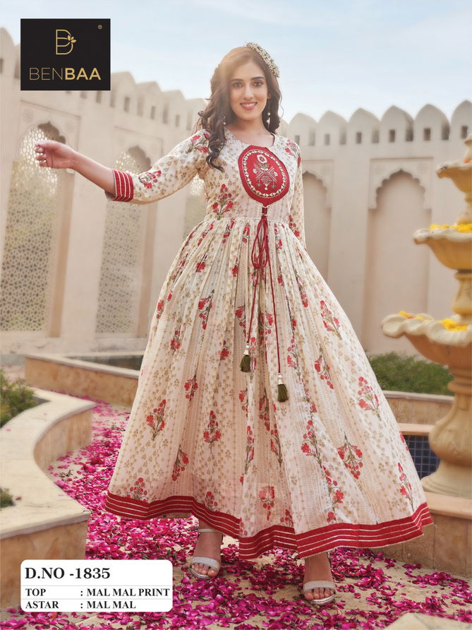 Blossoming Benbaa Designe Size Set Wholesale Anarkali Kurtis Catalog